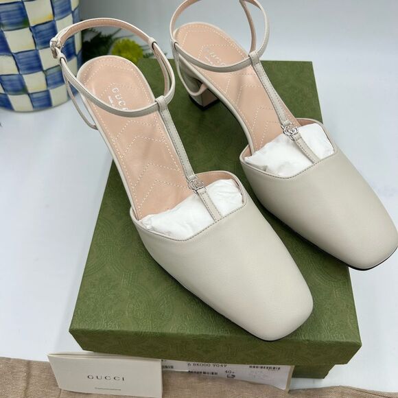 Women’s Gucci GG T-strap, leather sandals size 40.5 made in Italy - Picture 2 of 12